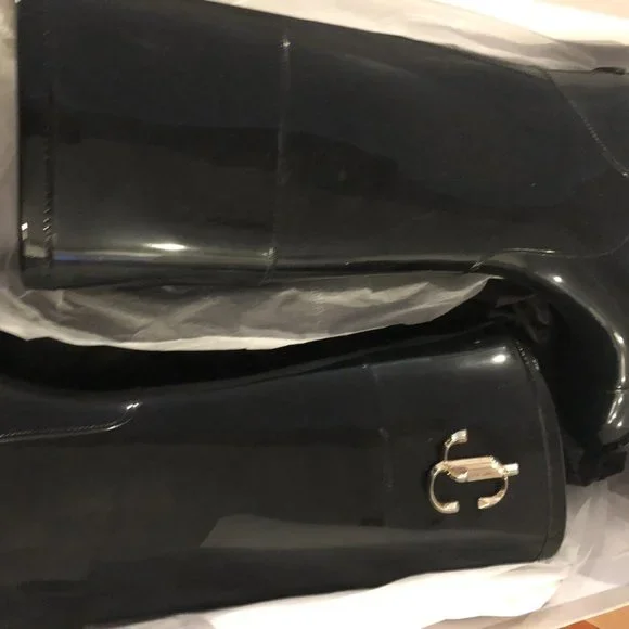 JIMMY CHOO TPU Rubber Edith JC Rain Boots Black - Picture 7 of 8